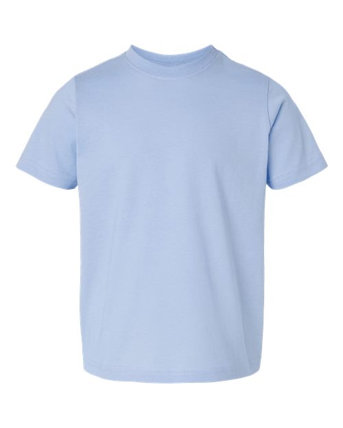 Plain light blue t-shirt on a white background